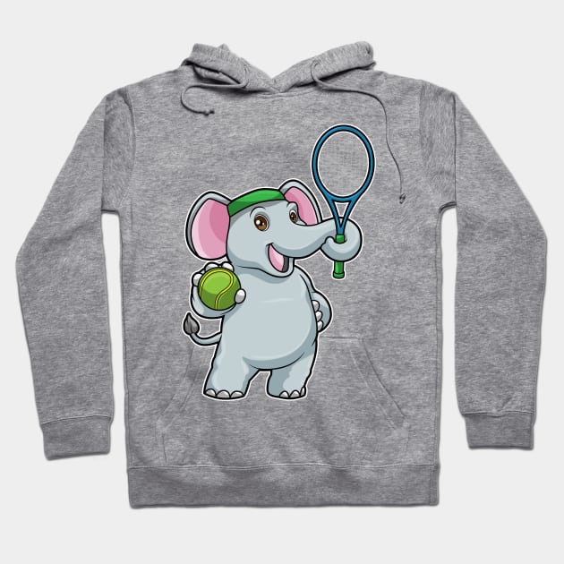 Elephant at Tennis with Tennis racket & Ball Hoodie by Markus Schnabel